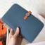 Replica Cheap Hermes Bicolor Dogon Duo Wallet In Jean/Orange Leather QY01163