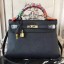 Replica Hermes Black Clemence Kelly 32cm Retourne Bag QY02339