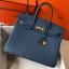 Replica Hermes Blue Agate Clemence Birkin 35cm Handbag QY02253