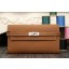 Replica Hermes Kelly Longue Wallet In Brown Clemence Leather QY01246