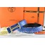 Replica Hermes Reversible Belt Blue/Black Ostrich Stripe Leather With 18K Gold Idem Buckle QY00709