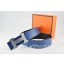 Replica Hermes Reversible Belt Dark Blue/Black Togo Calfskin With 18k Silver H Buckle QY00816