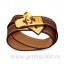 Replica Hermes Rivale Double Wrap Bracelet Brown With Gold QY01830