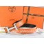 Replica High Quality Hermes Reversible Belt Orange/Black Ostrich Stripe Leather With 18K White Silver Narrow H Buckle QY01257