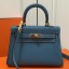Replica Luxury Hermes Blue Jean Clemence Kelly 20cm GHW Bag QY01966