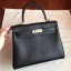 Top Hermes Black Swift Kelly 25cm Retourne Handmade Bag QY01273