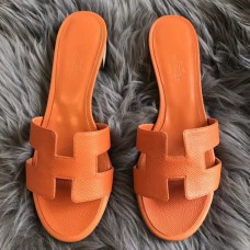AAA Copy Hermes Orange Epsom Oasis Sandals QY00629