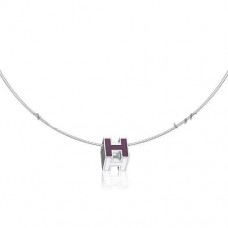 Best 1:1 Hermes Cage d’H Necklace Purple in Lacquer With Gold QY01004