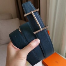 Best 1:1 Hermes H d’Ancre Reversible Belt In Blue/White Epsom Leather QY00320