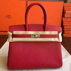 Best Hermes Red Epsom Birkin 30cm Handmade Bag QY00589