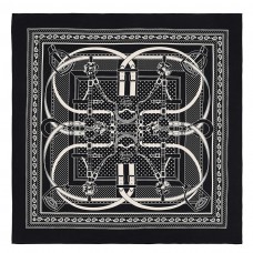 Cheap Copy Hermes Black Grand Manege Bandana Shawl 140cm QY01128