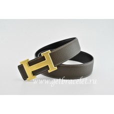 Cheap Hermes Reversible Belt Brown/Black Classics H Togo Calfskin With 18k Gold With Logo Buckle QY02333