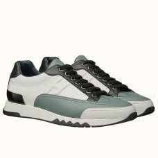 Copy Hermes Trail Sneaker In White/Blue Calfskin QY00776
