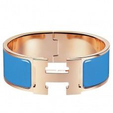 Fake 1:1 Hermes Blue Enamel Clic Clac H PM Bracelet QY02066