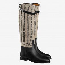 Fake 1:1 Hermes Jumping Boots In De Camp Dechainee Toile QY02243