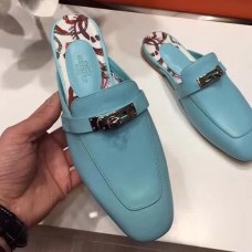 Fake Copy Hermes Oz Mule In Light Blue Calfskin Leather QY00958