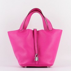 Fake Hermes Picotin Lock Bag In Rose Red Leather QY01395