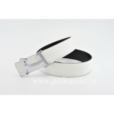 Fake Hermes Reversible Belt White/Black Fashion H Togo Calfskin With 18k Silver Buckle QY00774