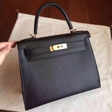 Hermes Black Epsom Kelly Sellier 28cm Handmade Bag QY01091