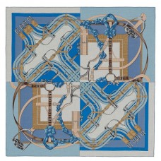 Hermes Blue Grand Manege A Jouets Shawl 140cm QY01933