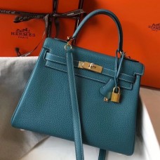 Hermes Blue Jean Clemence Kelly 32cm Retourne Handbag QY01368