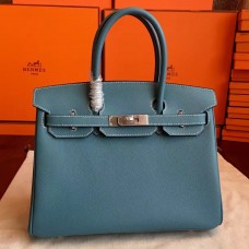 Hermes Blue Jean Epsom Birkin 30cm Handmade Bag QY00593