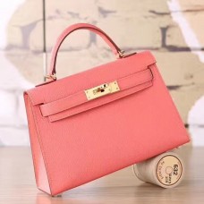 Hermes Flamingo Epsom Kelly Mini II 20cm Handmade Bag QY00262