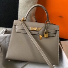 Hermes Gris Asphalt Epsom Kelly 28cm Sellier Handbag GHW QY01626