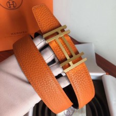 Hermes H Au Carre Belt Buckle & Orange 32mm Strap QY00798