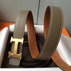 Hermes H Belt Buckle &amp; Taupe Epsom 32 MM Strap QY00312