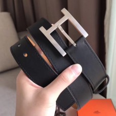 Hermes James 35MM Belt In Black Box Calfskin QY00659