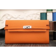 Hermes Kelly Longue Wallet In Orange Epsom Leather QY02296