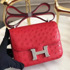 Hermes Mini Constance 18cm Red Ostrich Leather QY00135