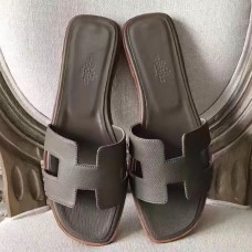 Hermes Oran Sandals In Etoupe Epsom Leather QY01985