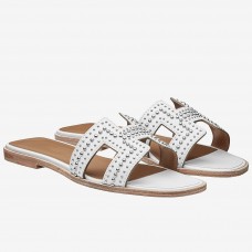 Hermes Oran Studs Sandals In White Leather QY02289