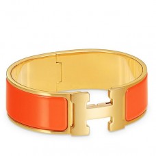Hermes Orange Enamel Clic Clac H PM Bracelet QY01386