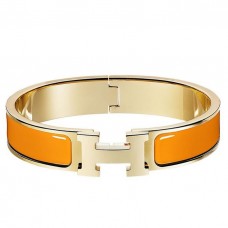 Hermes Orange Enamel Clic H PM Bracelet QY01548