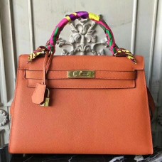 Hermes Orange Epsom Kelly 32cm Sellier Bag QY01066