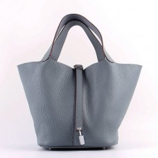 Hermes Picotin Lock Bag In Blue Lin Leather QY00865