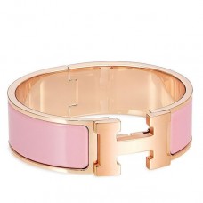 Hermes Pink Enamel Clic Clac H PM Bracelet QY00185