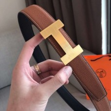 Hermes Quizz 32mm Reversible Belt In Brown Clemence Leather QY00570