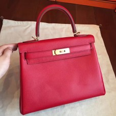 Hermes Red Epsom Kelly 32cm Sellier Handmade Bag QY00604