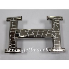 Hermes Reversible Belt 18K Silver Stone Stripe Buckle QY01354