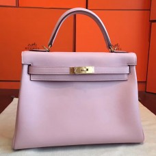 Hermes Rose Dragee Swift Kelly Retourne 32cm Handmade Bag QY01702