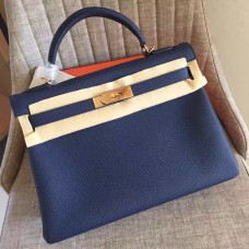 Hermes Sapphire Clemence Kelly Retourne 32cm Handmade Bag QY02285