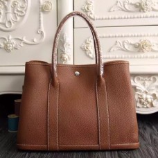 Hermes Small Garden Party 30cm Tote In Brown Leather QY00385