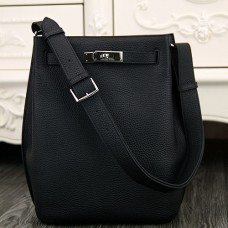 Hermes So Kelly 22cm Bag In Black Leather QY02009