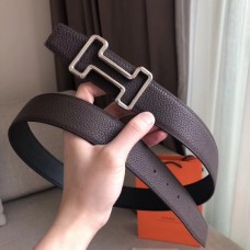 Hermes Tonight 38MM Reversible Belt In Cafe Clemence Leather QY00112