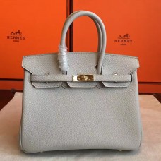 Imitation 1:1 Hermes Pearl Grey Clemence Birkin 30cm Handmade Bag QY01952