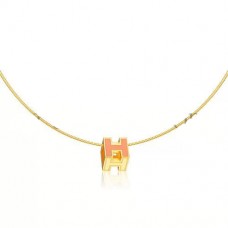 Imitation AAA Hermes Cage d’H Necklace Red in Lacquer Yellow Gold QY02325